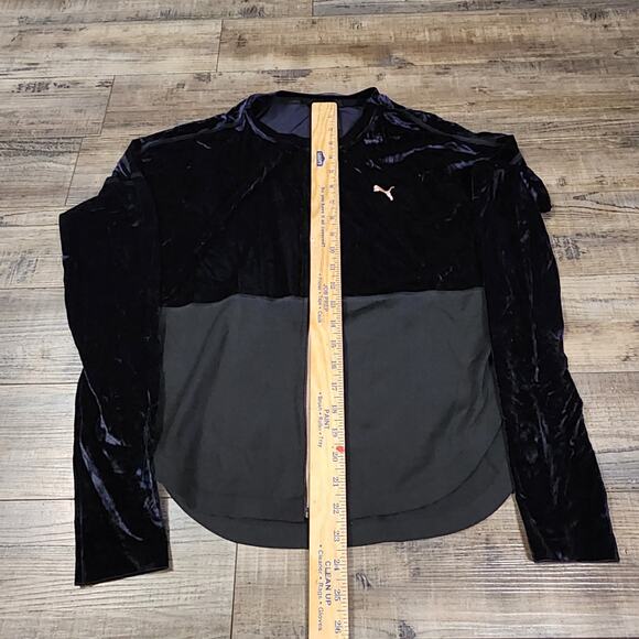 PUMA Velour Track Jacket Full-Zip Street Big Logo Y2K Black Size L 2292 - Picture 2 of 7